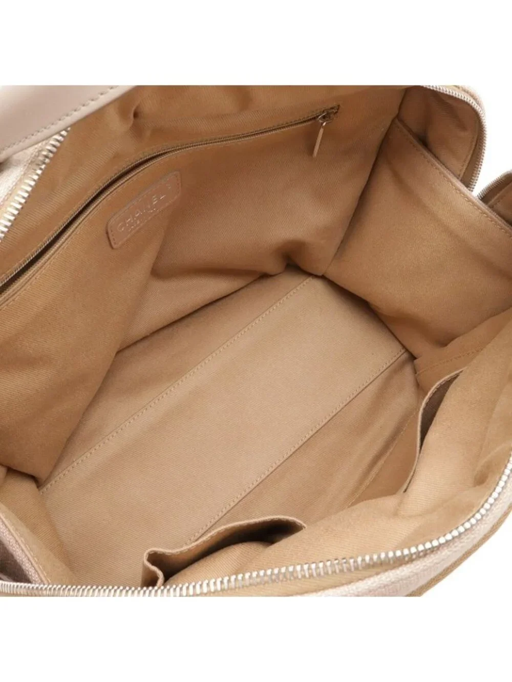 Chanel Deauville Bowling Bag 2-Way Chain Canvas Brown Beige Silver - Picture 7 of 9